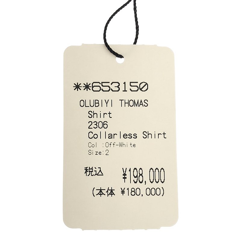 OLUBIYI THOMAS / オルヴィトーマス collarless shirt シルク 異素材ドッキング フロントレイヤード カラーレス ロングシャツ