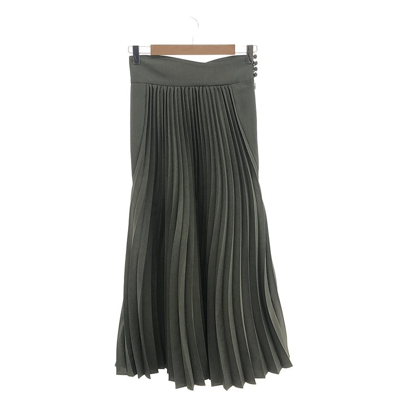 Curved Pleated Flared Skirt ロングスカート