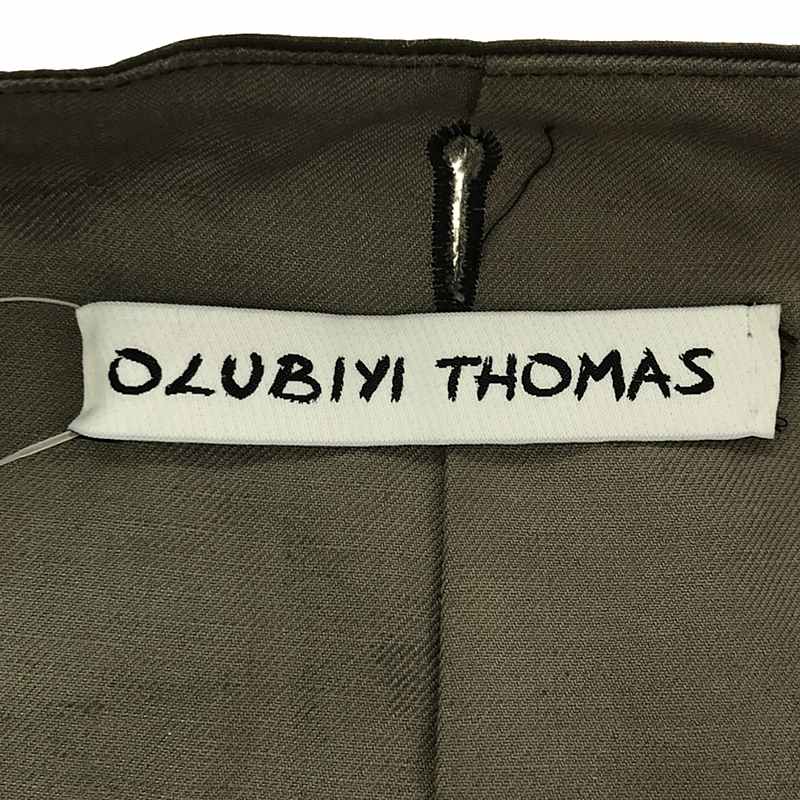 OLUBIYI THOMAS / オルヴィトーマス kimono back collarless cardigan coat オイルドコットン カラーレス コート