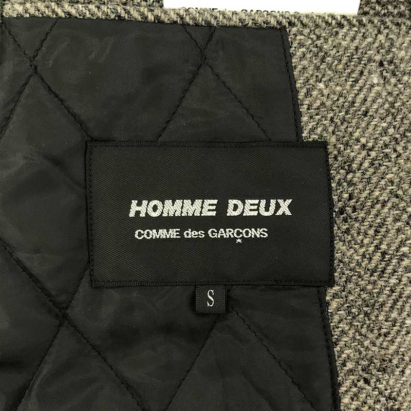 COMME des GARCONS HOMME DEUX / コムデギャルソンオムドゥ ウール ツイード シングルブレスト テーラードジャケット / キルティング総裏地