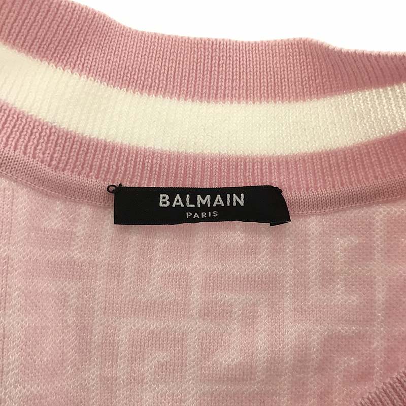 BALMAIN / バルマン 総柄 Vネック オーバー ニット プルオーバー