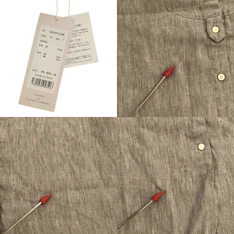 その他 リネン バンドカラーシャツワンピース