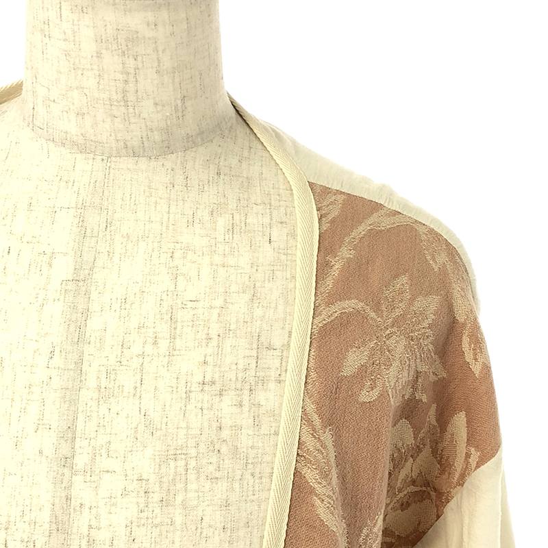 OLUBIYI THOMAS / オルヴィトーマス kimono back jacquard coat ボタニカルジャガード 異素材切替 ガウンコート