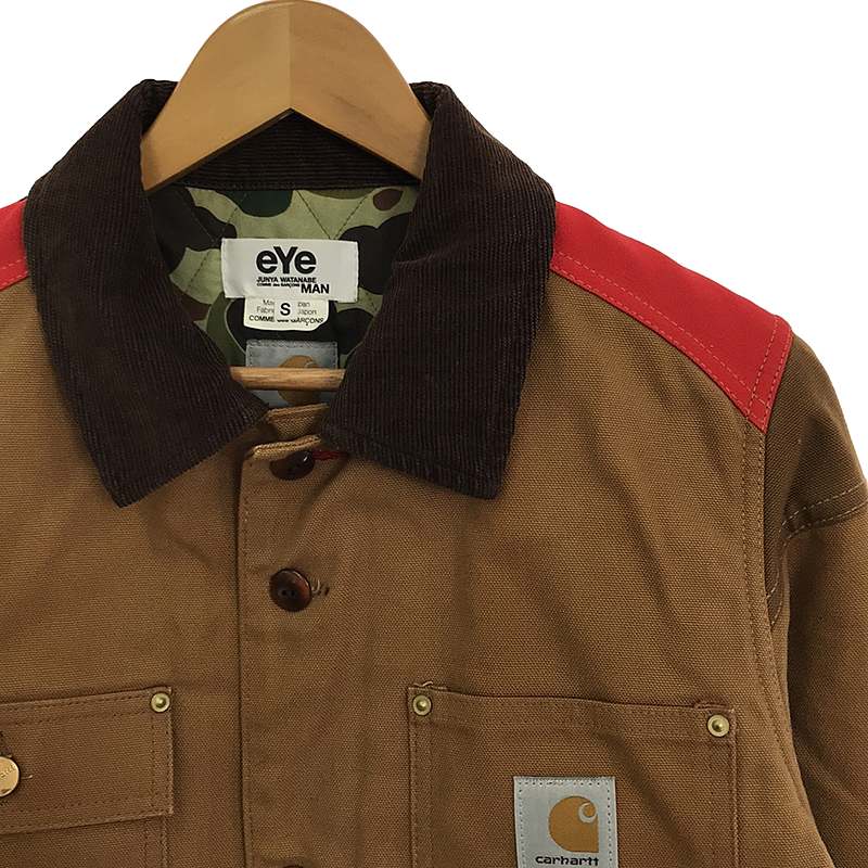 eye JUNYA WATANABE COMME des GARCONS MAN / アイジュンヤワタナベ マン × Carhartt / カーハート  異素材 切替 レザー・ウールパッチ ダック地 ワークジャケット