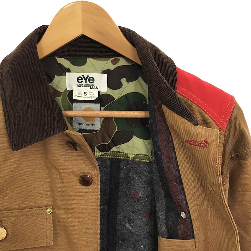 eye JUNYA WATANABE COMME des GARCONS MAN / アイジュンヤワタナベ マン × Carhartt / カーハート  異素材 切替 レザー・ウールパッチ ダック地 ワークジャケット