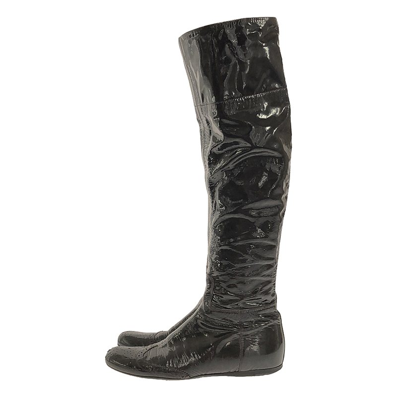 miu miu / ミュウミュウ エナメル ウイングチップ ロングブーツ