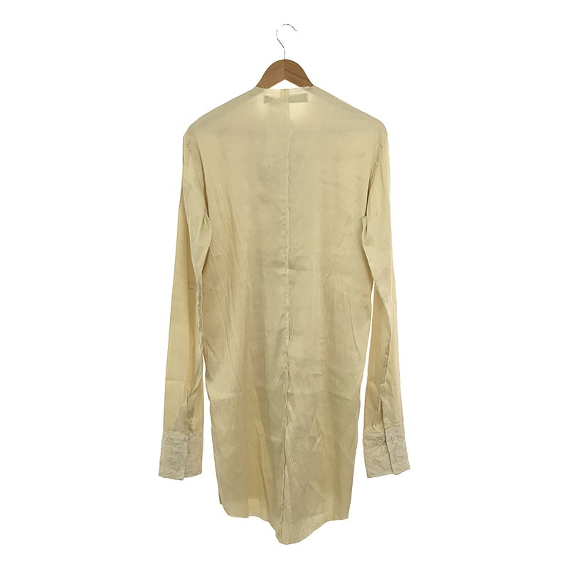 OLUBIYI THOMAS / オルヴィトーマス collarless shirt シルク 異素材ドッキング フロントレイヤード カラーレス ロングシャツ