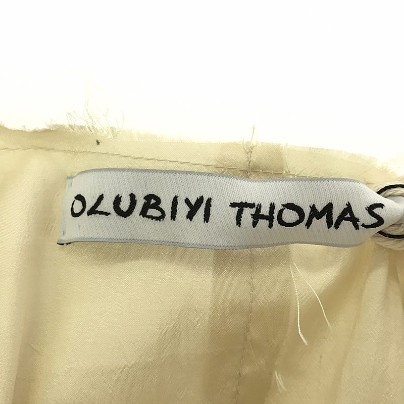 OLUBIYI THOMAS / オルヴィトーマス collarless shirt シルク 異素材ドッキング フロントレイヤード カラーレス ロングシャツ