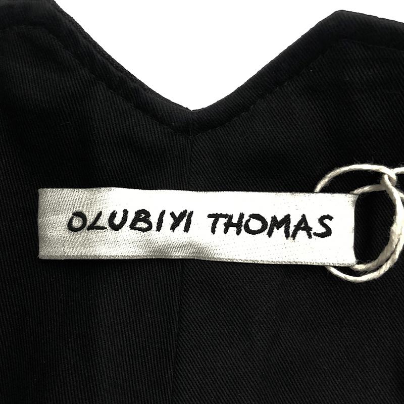 OLUBIYI THOMAS / オルヴィトーマス denim front kick back trousers ウールチェック 異素材切替 ワイドパンツ