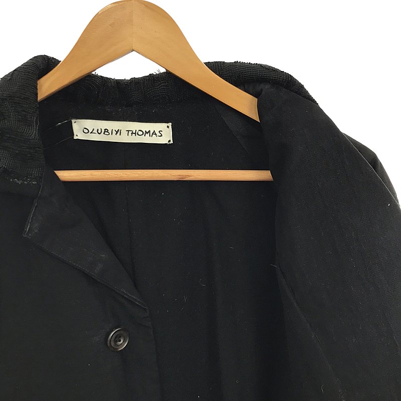 OLUBIYI THOMAS / オルヴィトーマス single breasted mac jacket コットン ウール 切替 マック ロングジャケット コート