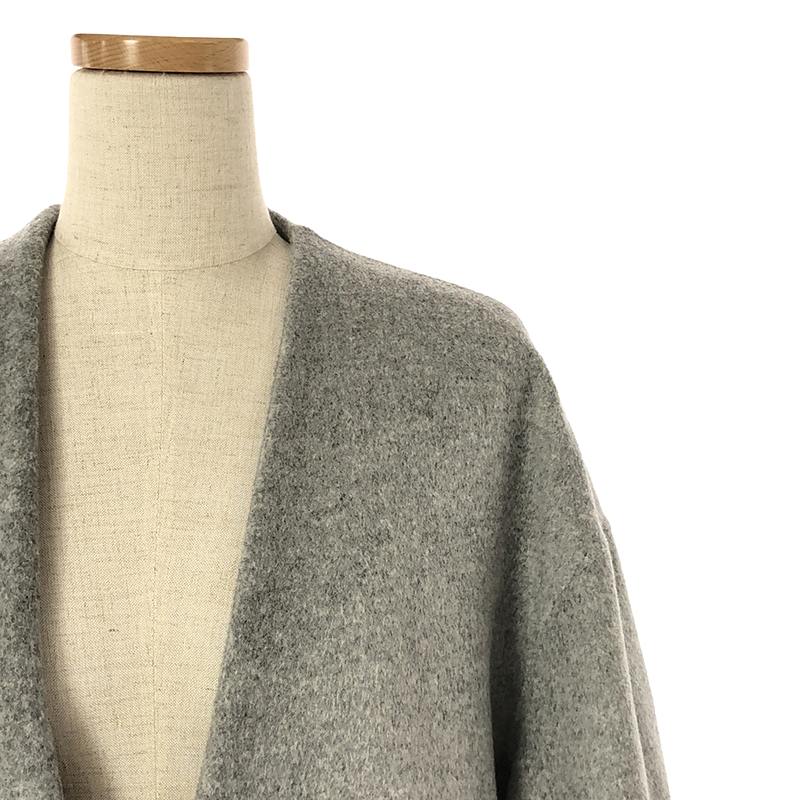 ENFOLD / エンフォルド ウール ソフトリバー スリット ノーカラー オーバー コート