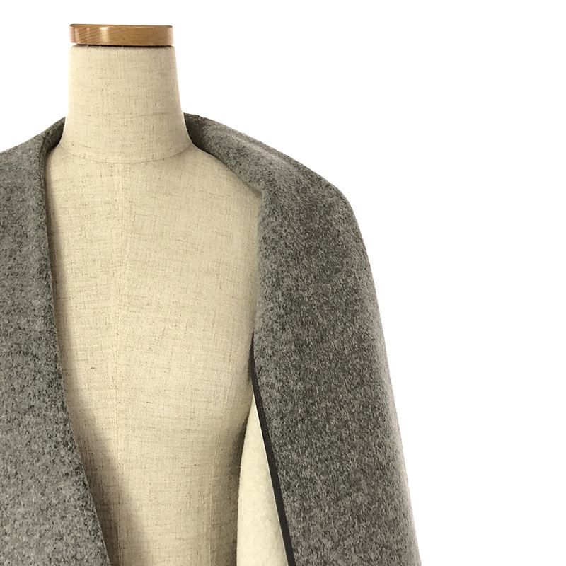 ENFOLD / エンフォルド ウール ソフトリバー スリット ノーカラー オーバー コート