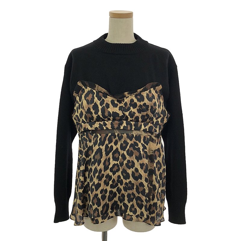 Leopard Print Knit Pullover ペプラム  ニット