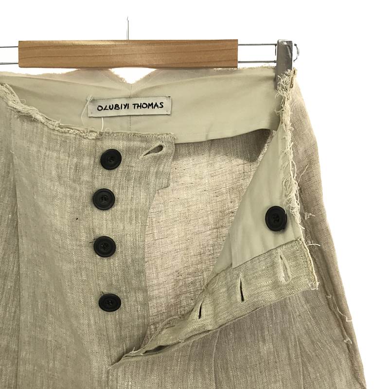OLUBIYI THOMAS / オルヴィトーマス cinchback trousers ヴィンテージファブリック リネン シンチバック 2タック スラックス
