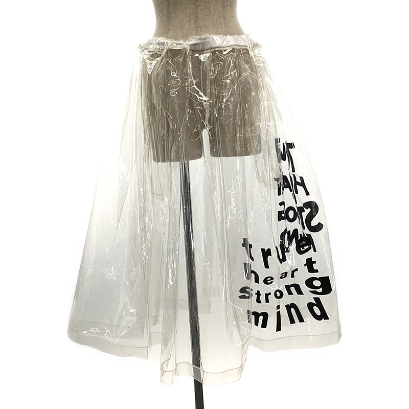 slogan-print transparent skirt ロングスカート