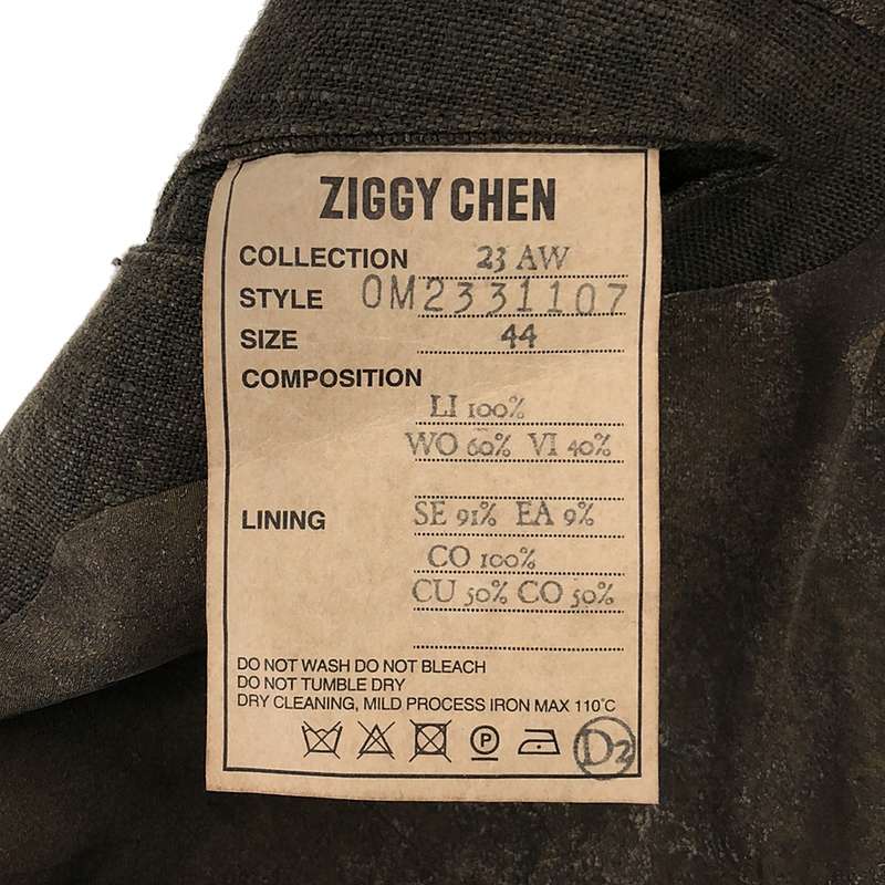 ziggy chen / ジギーチェン HEAVY LINEN / SINGLE BREASTED COAT / シングルコート / 総裏地