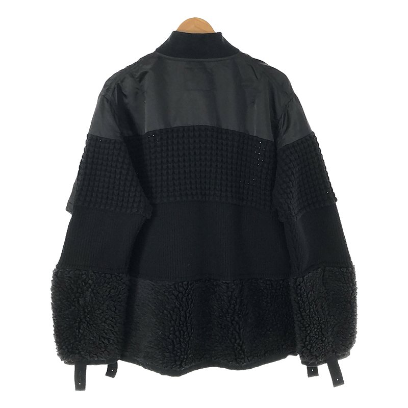 sacai / サカイ FAUX SHEARLING NYLON TWILL BLOUSON ボア ニット ナイロン 異素材ドッキング ボンバージャケット