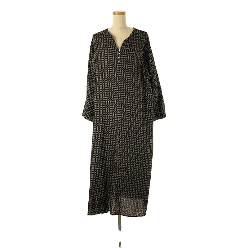 Cotton Silk Komon Kaftan Dress コットン シルク 小紋柄 総柄 カフタンドレス ワンピース