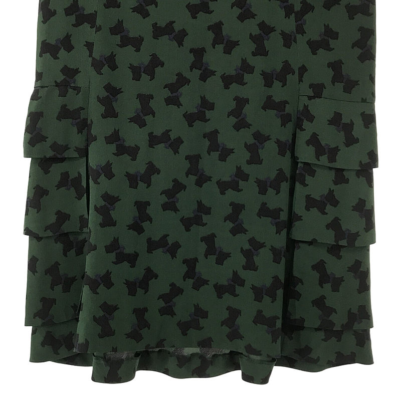 MOSCHINO / モスキーノ シルク 100% アニマル プリント バック フリル スカート