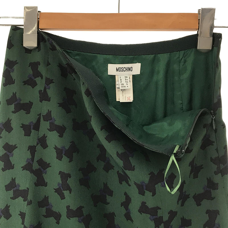 MOSCHINO / モスキーノ シルク 100% アニマル プリント バック フリル スカート