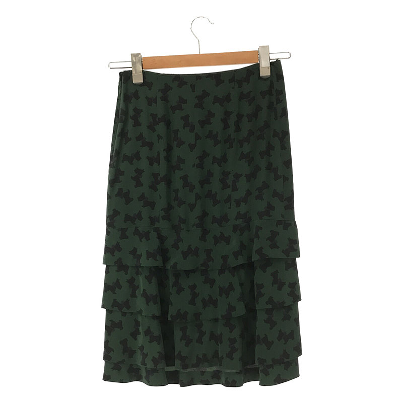 MOSCHINO / モスキーノ シルク 100% アニマル プリント バック フリル スカート