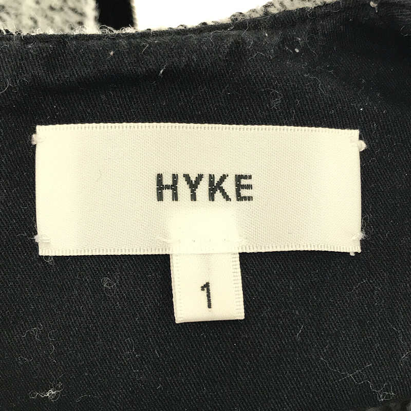 HYKE / ハイク 圧縮 ウール マーブル柄 バックジップ クルーネック ニット