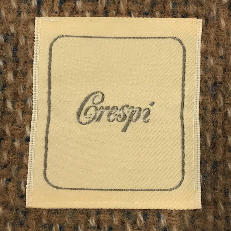 Crespi / クレスピ ツイード ミックス ウール ノーカラー コート