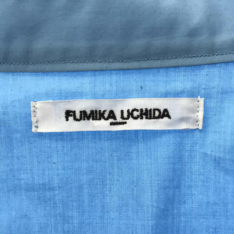 FUMIKA UCHIDA / フミカウチダ 異素材 切替 コットン スタンドカラー ロング シャツ 純正ハンガー付き