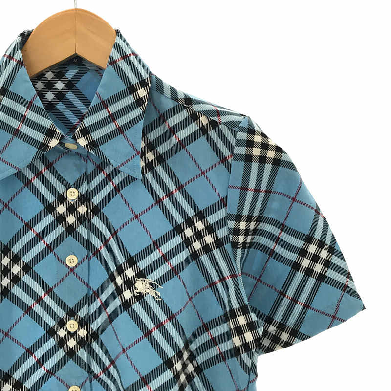 BURBERRY LONDON / バーバリーロンドン ポリエステル ホースロゴ 刺繍 ノバチェック 半袖 シャツ