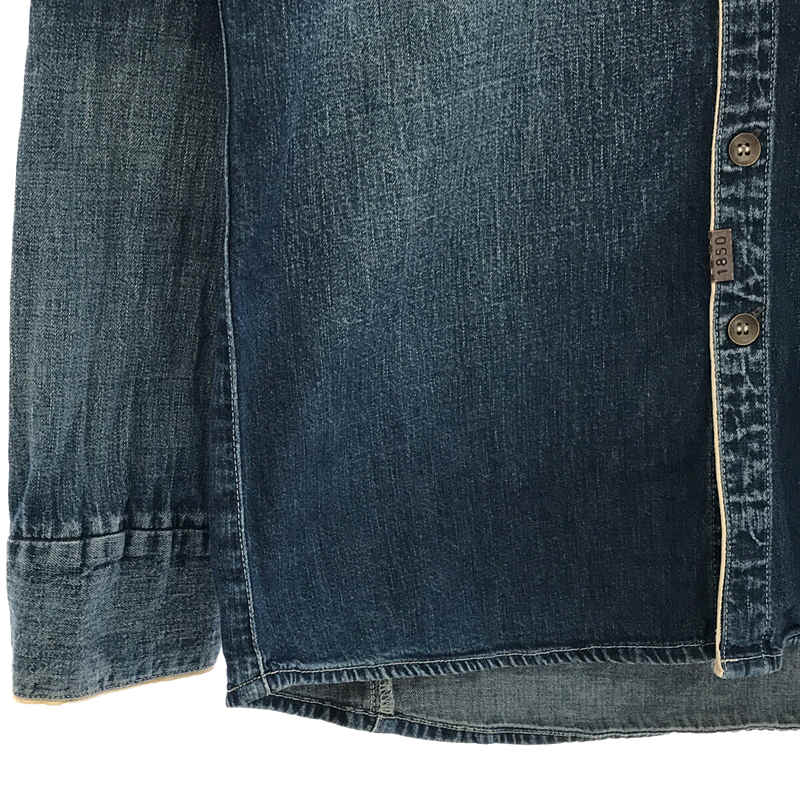 Johnbull / ジョンブル ヴィンテージ 加工 切替 フック メタルボタン デニム シャツ