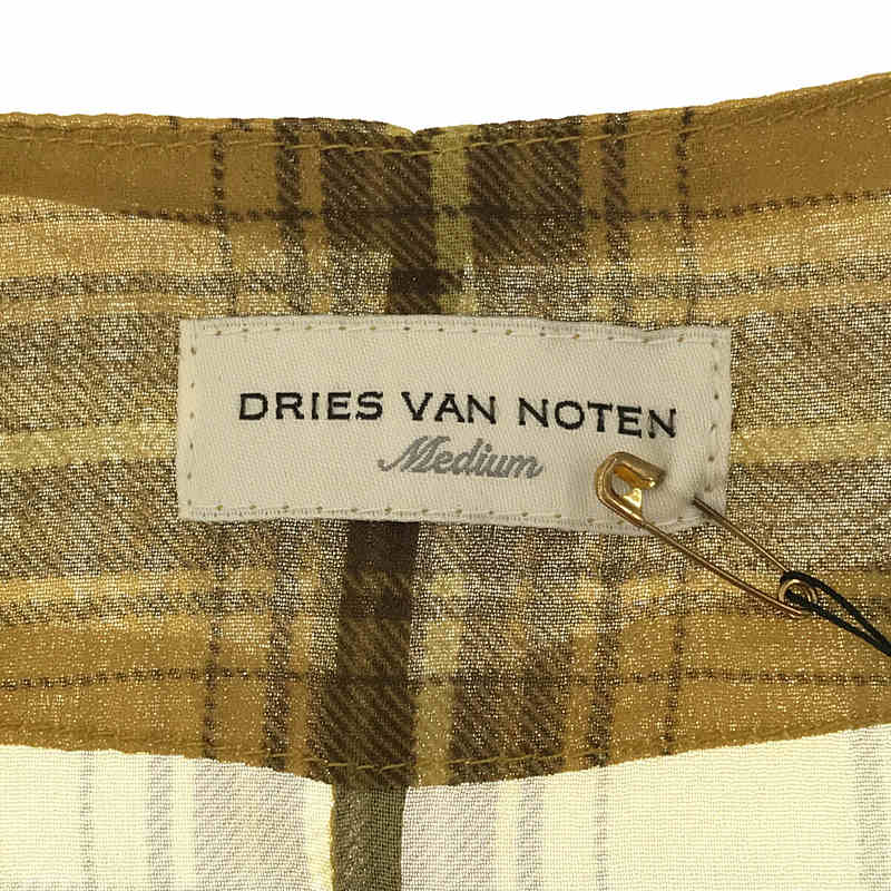 DRIES VAN NOTEN / ドリスヴァンノッテン 2020AW チェック ノーカラー バックスリット ポケット付き ロング ワンピース コート