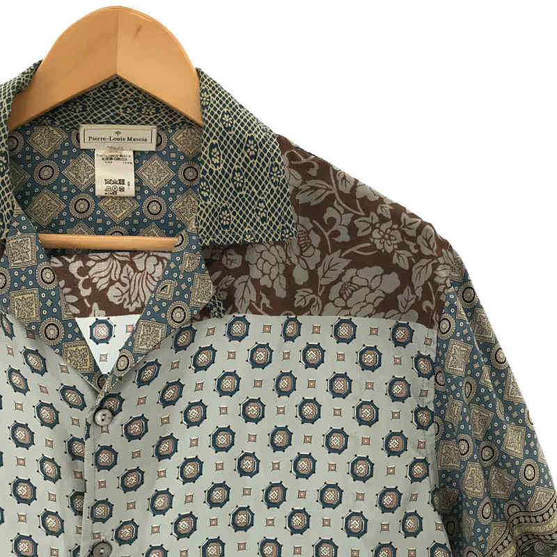 イタリア製 silk 100％ シルク 総柄 オープンカラー シャツ | ブランド ...