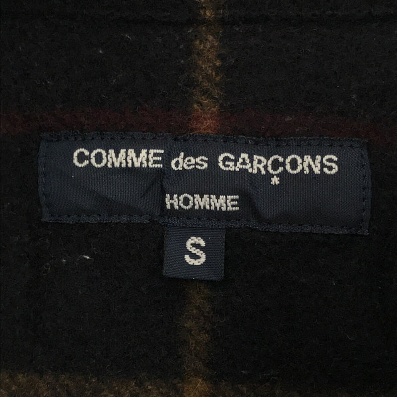 COMME des GARCONS HOMME 2012AW / AD2012 ウール 縮絨 ウッドボタン チェック シャツ