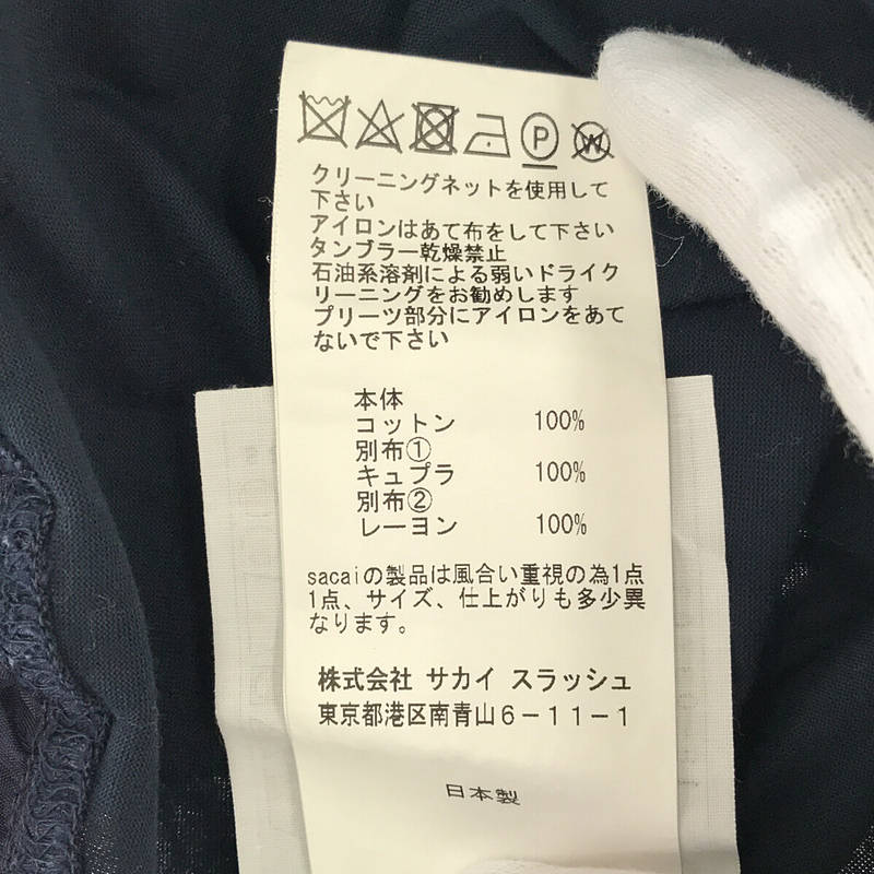 sacai / サカイ プリーツ レース ドッキング クルーネック 半袖Tシャツ