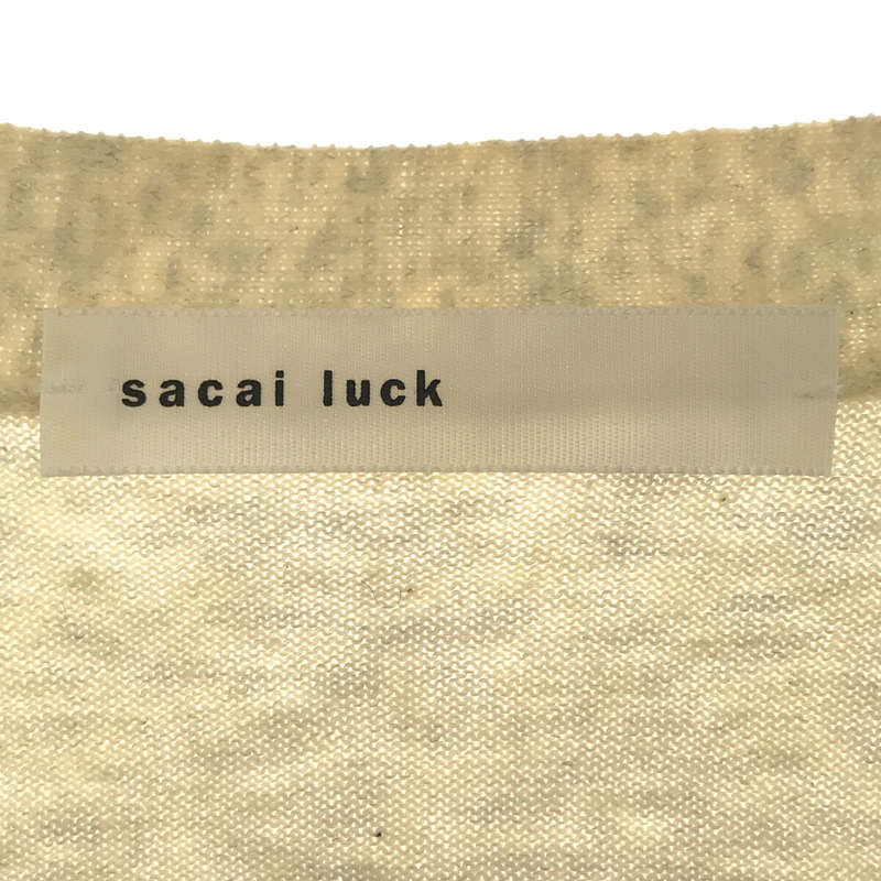 sacai luck / サカイラック コットン 袖 異素材 ドッキング Vネック カーディガン