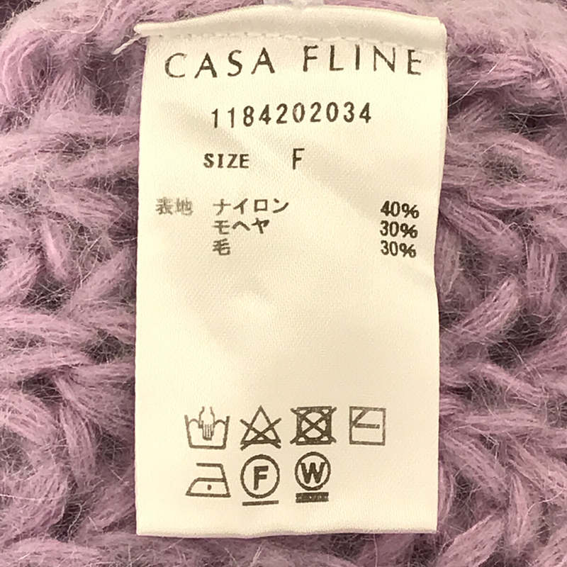 CASA FLINE / カーサフライン ナイロン ウール  モヘヤ ハイネック ニット プルオーバー