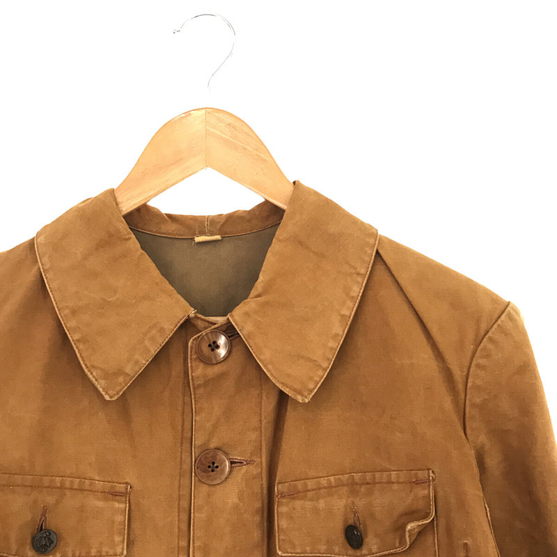 VINTAGE 推定1940s ～ 1950s L'Entremontas COUTIL DE NORMANDIE MARQUE DÉPOSÉS Hunting Jacket 動物 ハンティング