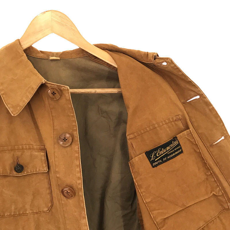 VINTAGE 推定1940s ～ 1950s L'Entremontas COUTIL DE NORMANDIE MARQUE DÉPOSÉS Hunting Jacket 動物 ハンティング