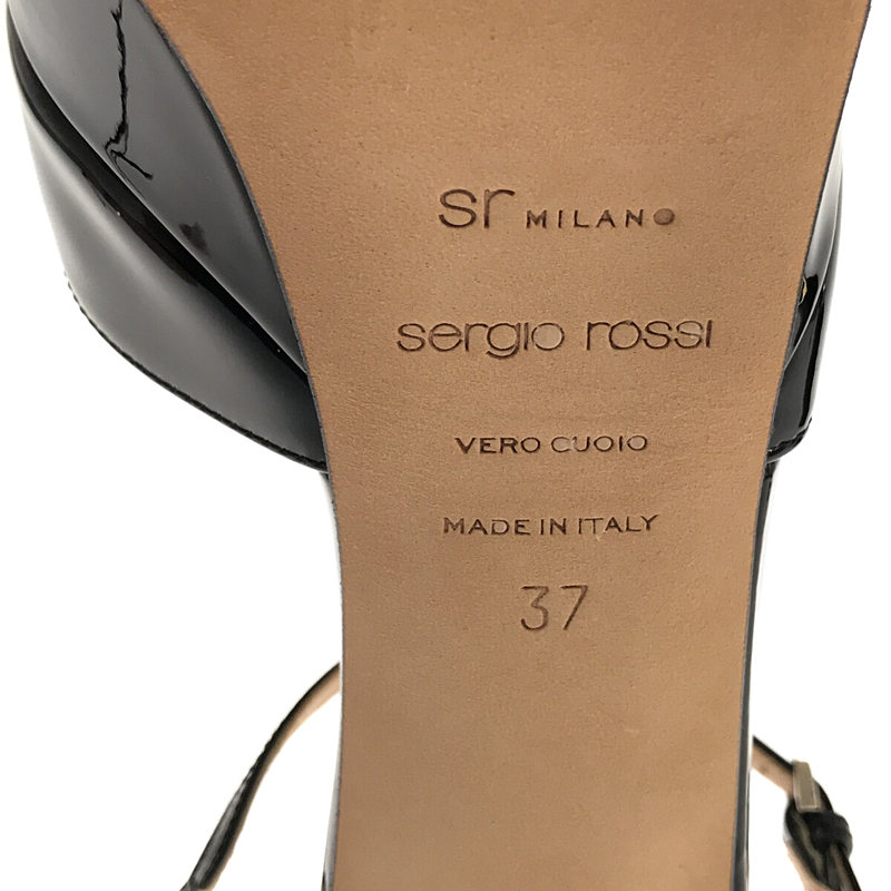 sergio rossi / セルジオロッシ エナメル レザー アンクルストラップ ハイヒール サンダル 箱付き