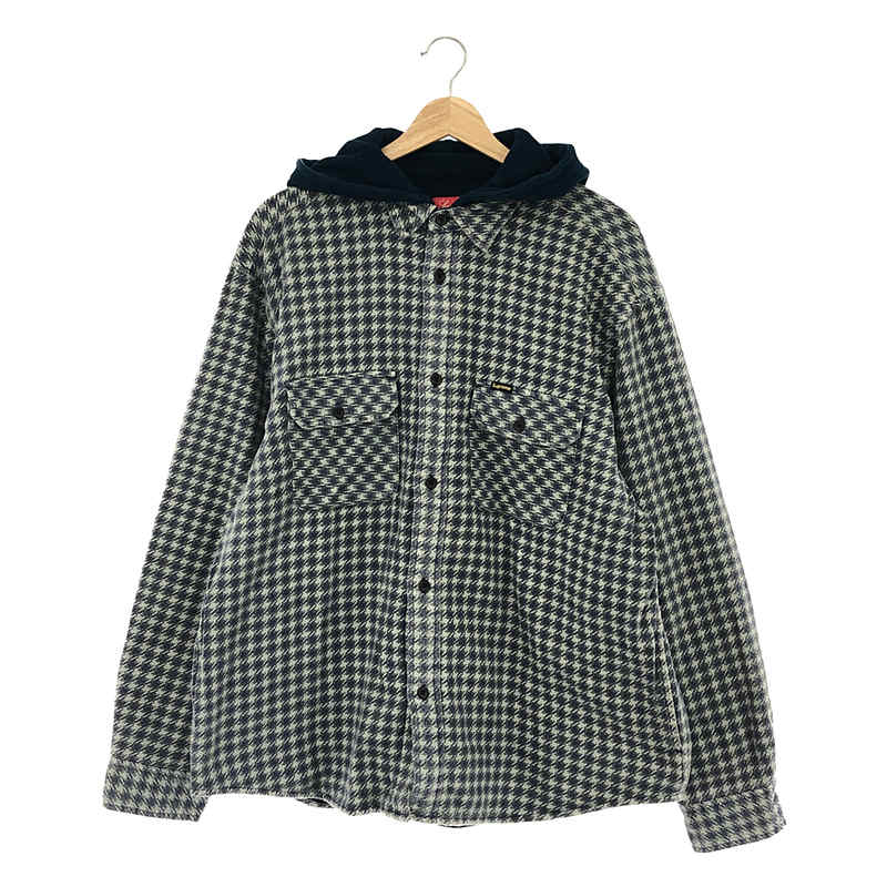 Houndstooth Flannel Hooded Shirt / フランネル サーマル パーカー シャツ