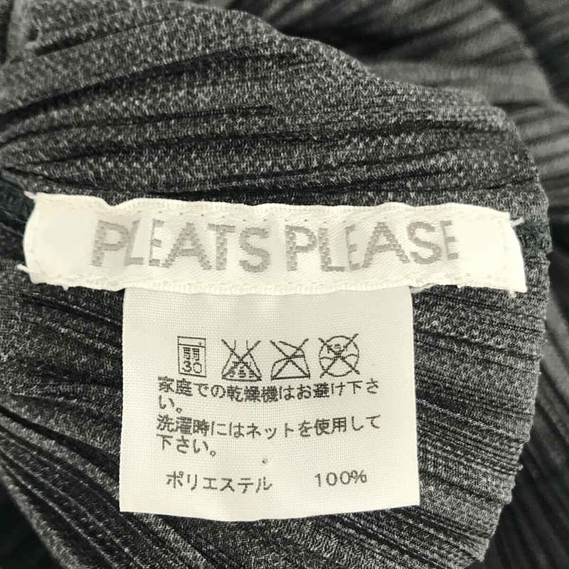 PLEATS PLEASE ISSEY MIYAKE / プリーツプリーズイッセイミヤ デニム 転写 ステッチワーク プリーツ ロング プルオーバー シャツ ワンピース dark gray