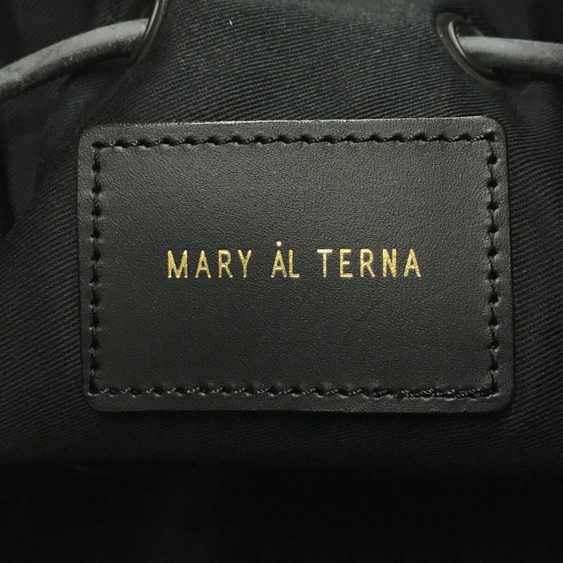 MARY AL TERNA / メアリオルターナ ゴールド金具 レザー切替 ウール ショルダー 巾着 バッグ