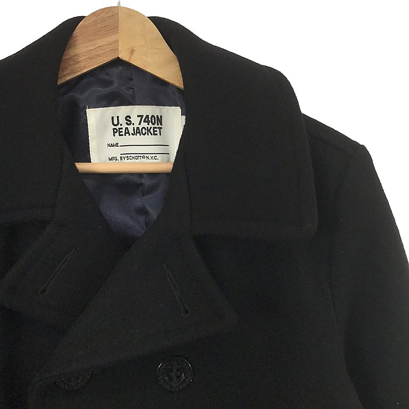 SCHOTT / ショット × MEN'S BIGI U.S.740N PEA JACKET /  レザー切替 ウール ピーコート / 総裏地