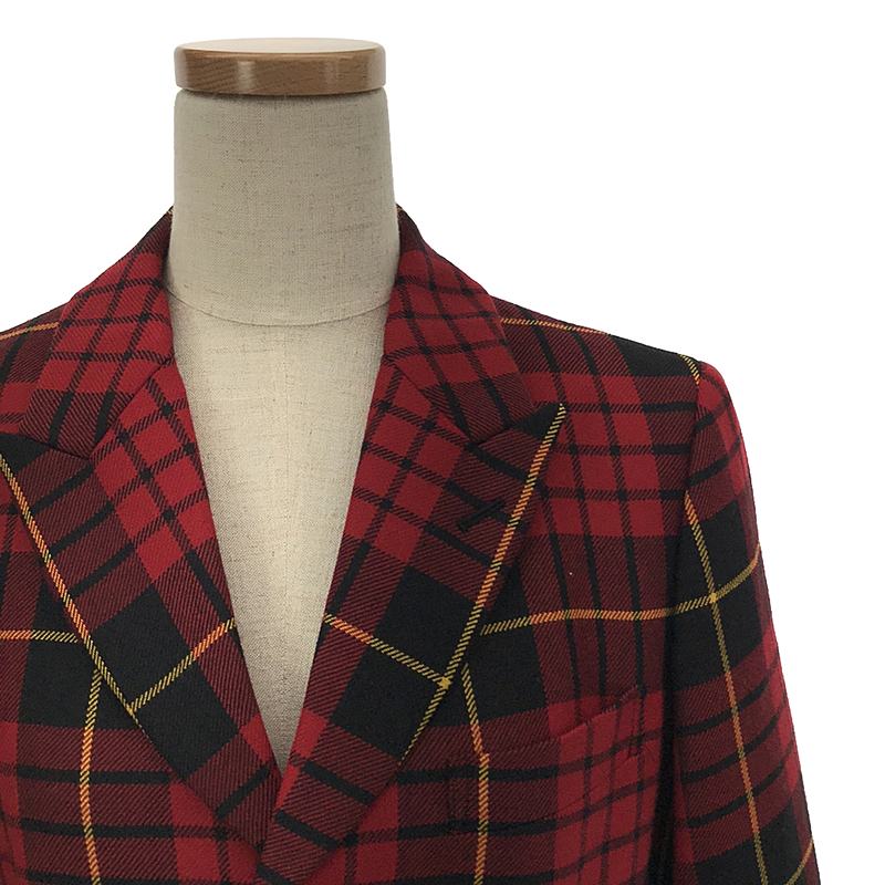 COMME des GARCONS / コムデギャルソン ウール タータンチェック アシンメトリー カットアウト シングルコート