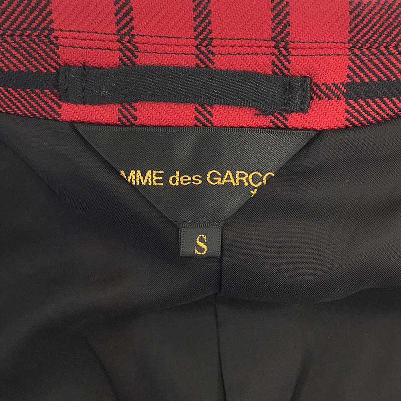 COMME des GARCONS / コムデギャルソン ウール タータンチェック アシンメトリー カットアウト シングルコート