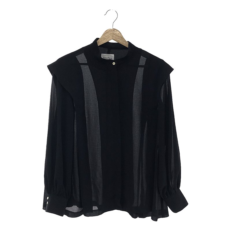 sheer stand collar blouse シアースタンドカラーブラウス