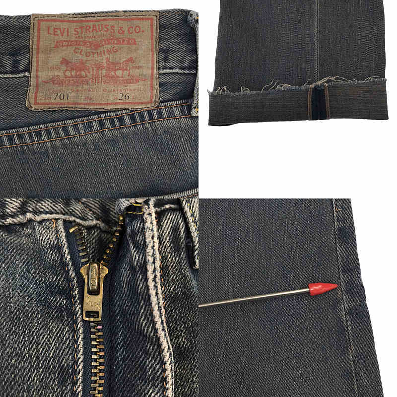 LEVI'S VINTAGE CLOTHING LVC / リーバイスヴィンテージクロージング 701 ヴィンテージ加工 カットオフ セルビッチ モンローデニムパンツ