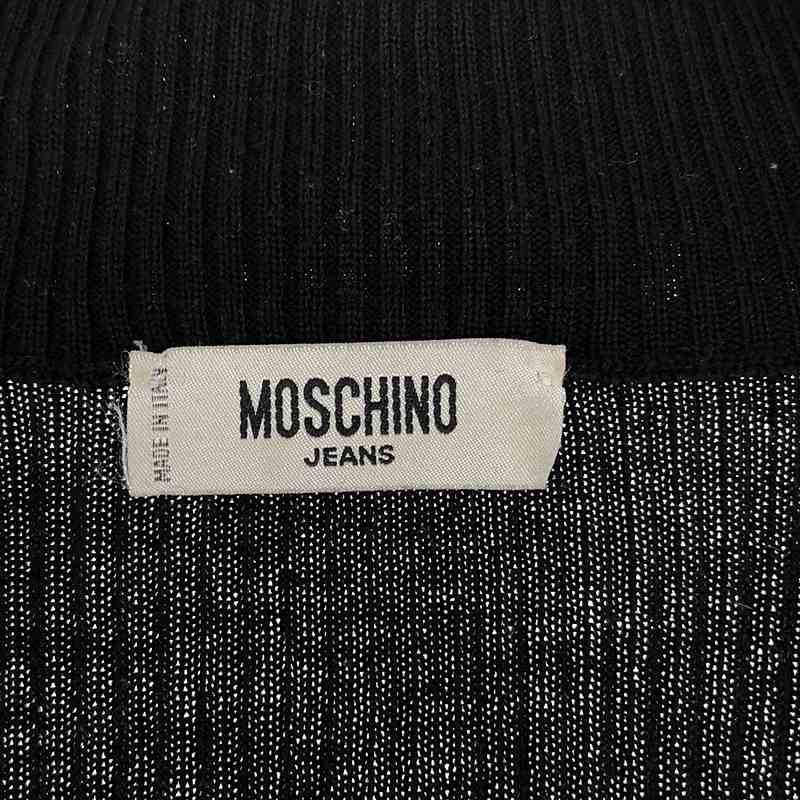 MOSCHINO / モスキーノ JEANS ウール ハートボタン装飾 ハイネック ジップアップ リブニットジャケット