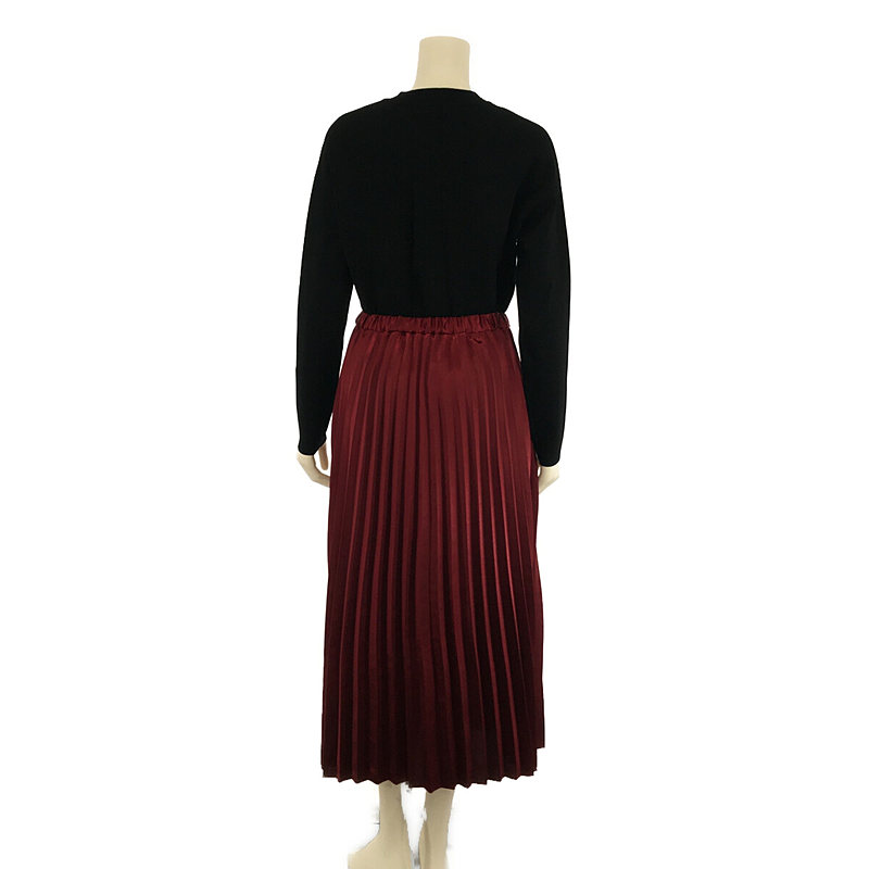 UN3D / アンスリード セットアップ クルーネック ロング リブ ニット / プリーツ ロング スカート