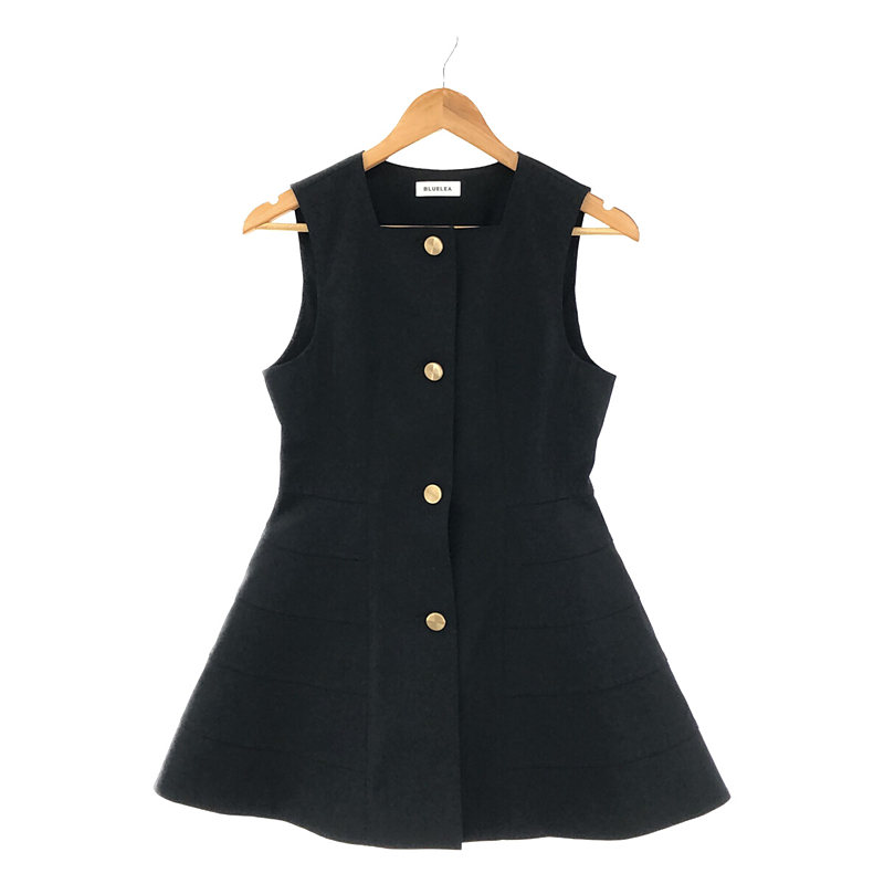 peplum gilet スクエアネック 金ボタン ペプラム ジレ ベスト